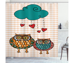 Bird Couple in Love Rain Cloud Shower Curtain