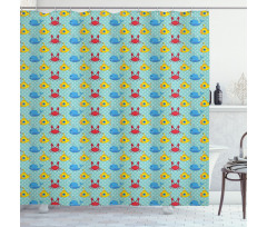 Whales Crabs Shower Curtain