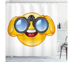Smiley Face and Telescope Shower Curtain