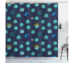 Planet Earth Face Moods Shower Curtain