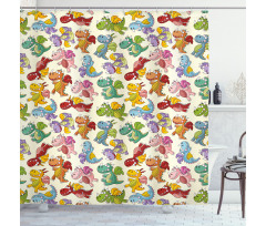 Happy Dinasours Shower Curtain