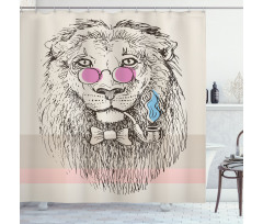 Lion Head Hipster Style Shower Curtain