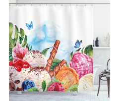 Dessert and Flower Art Shower Curtain