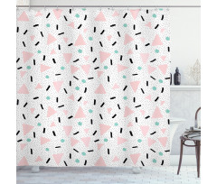 Retro Triangles Dots Shower Curtain