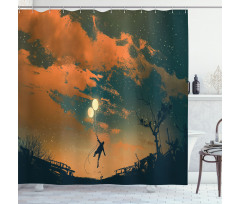 Starry Night Sky Fun Shower Curtain