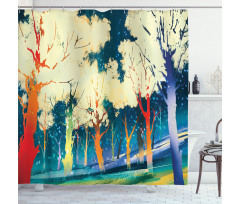 Trees Fiction Forest Shower Curtain