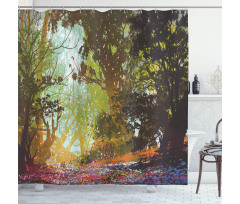 Spring with Fall Leaves Shower Curtain