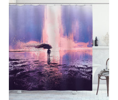 Girl in Wind Composition Shower Curtain