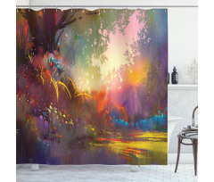 Lake Art Brush Shower Curtain