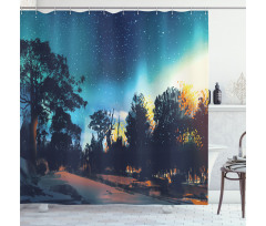 Aurora Borealis Night Shower Curtain