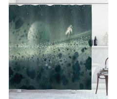 Moon Astronaut Shower Curtain