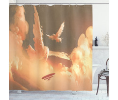 Plane in Sunset Cloud Shower Curtain