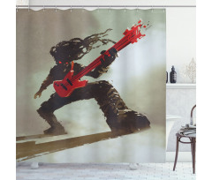 Hipster Rocker Guitar Shower Curtain