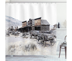 Old Wooden 20s Town Shower Curtain