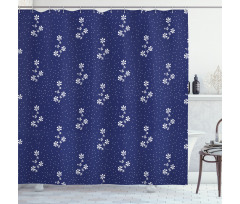 Floral Pattern and Dot Shower Curtain