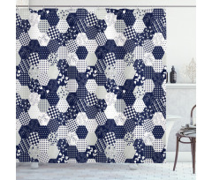 Patchwork Style Dots Star Shower Curtain