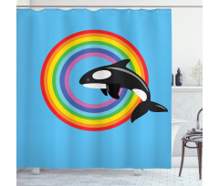 Rainbow Round and Whale Shower Curtain