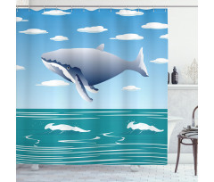 Cartoon Ocean Whale Shower Curtain