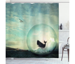 Whales and Pollution Shower Curtain