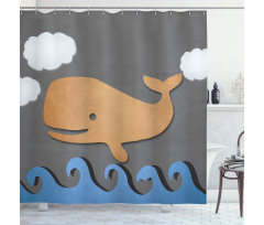 Wooden Paper Base Whale Shower Curtain