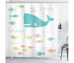 Geometric Whale Fish Shower Curtain