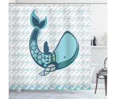 Happy Smiley Whale Shower Curtain