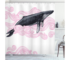 Striped Dreamy Whale Shower Curtain