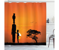 Child and Mother in Desert Shower Curtain