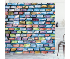 Colored Mosaic Walls Shower Curtain