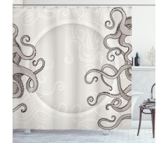 Fish Octopus Circular Shower Curtain