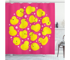 Bubbles Hot Pink Shower Curtain