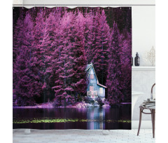 Purple Trees by Lake Shower Curtain