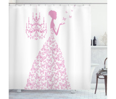 Princess with Butterflies Gown Shower Curtain