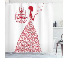 Monochrome Butterfly Princess Shower Curtain