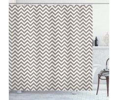 Grey and White Zig Zag Shower Curtain