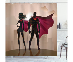 City Hero Hot Couple Shower Curtain