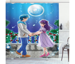 Romantic Manga Couple Shower Curtain
