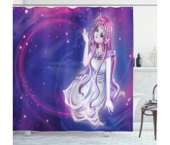 Purple Anime Fairy Sitting Shower Curtain