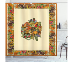 Pumpkin Wreath Bow Shower Curtain