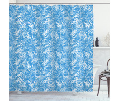 Monochrome Shells Corals Shower Curtain