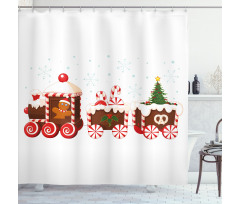 Gingerbread Train Shower Curtain