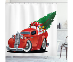 Red American Truck Shower Curtain