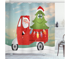 Santa Vintage Truck Shower Curtain