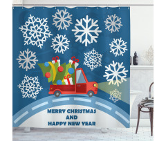 Happy New Year Truck Shower Curtain