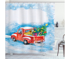 Truck Winter Scenery Shower Curtain