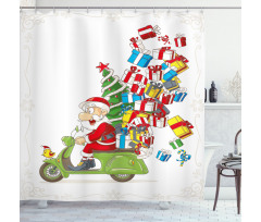 Santa on Motorbike Shower Curtain