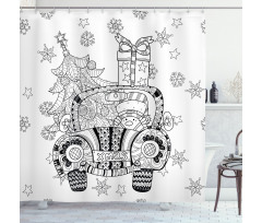 Black and White Xmas Shower Curtain