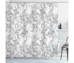 Vintage Greyscale Flowers Shower Curtain