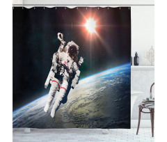 Astronaut with Sun Beams Shower Curtain