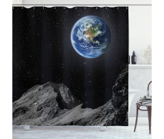 Moon Mars Planet Earth Shower Curtain